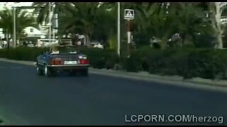Hot blondie picks up 2 horny studs to fuck in the road