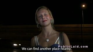 Fake agent fucks blonde outdoor