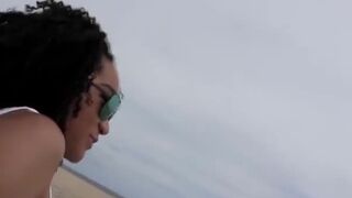 A day in the beach makes amateur ebony teen horny as hell