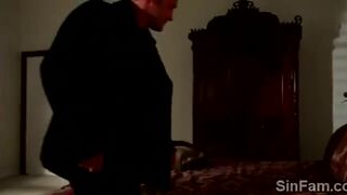 Sweet brunette teen got disgraced by mommys new husband