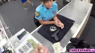 Big ass Police woman gets naked in the shop and fucked hard