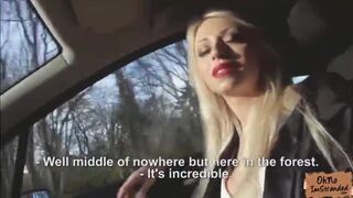 Stranded blonde babe Chloe Lacard gets fucked from behind