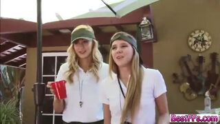 Sexy and horny blonde teens gets horny and wet 