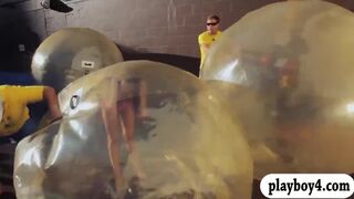 Hot babes enjoyed crab eating and waterball challenge