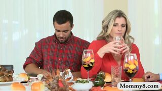 Stepmom Cory Chase fucking with teen couple after dinner