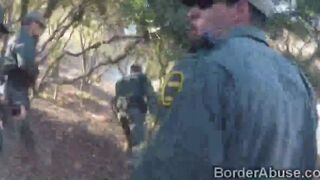 Hot blonde officer and hung mate fuck beautiful Latina teen