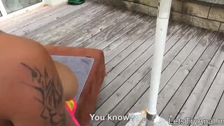 Big boobs amateur girlfriend anal fucked outdoors in pov
