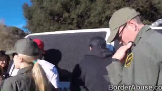 Border officers team up to fuck a beautiful Latina teen