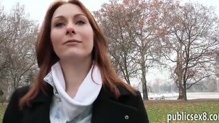 Redhead Czech babe gets fucked by horny stranger for money