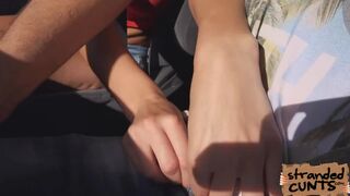 Let see how teen Felicia spreads her legs wide open to bang
