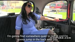 Busty uk nurse banged in a cab
