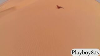 Sultry babes full frontal sand boarding that they enjoyed