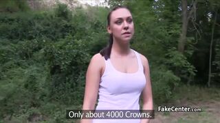 Amateur brunette fucking in the forest outdoors
