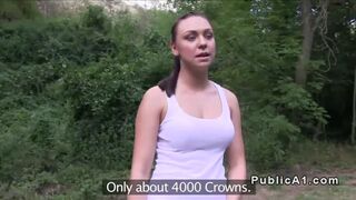 Czech amateur gets huge cock outdoor