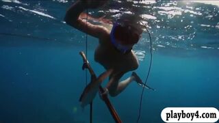 Hotties deep sea fishing and visit crocs while all naked