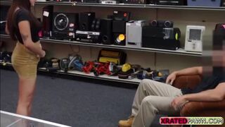 Classy teen gets her shaved pussy priced at the shop