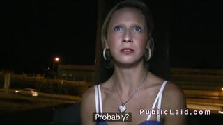 Blonde woman fucked next to the road