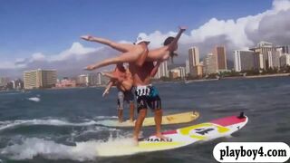Super sexy badass babes water surfing and boar hunting