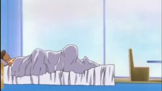 Busty anime sucking big dick and hard poking