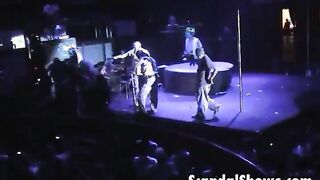 Hot blonde girl stripping and dancing