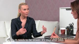 Sensitive female agent doing vibrator
