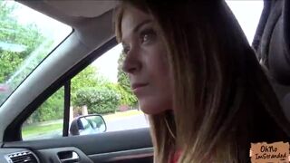 Alone and horny teen Angella Christyn rides strangers cock on the car hood