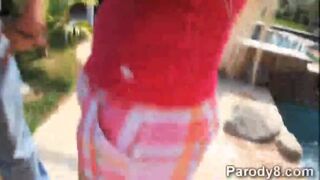 Two pervs confuse sweet Jessie Andrew with a pornstar