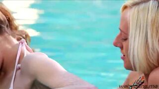 Swimming turns into a hot lesbian fun with Rebel and Kate