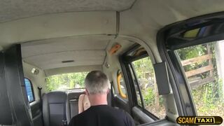 Damn hot traveler jumps on a big cock guy inside the cab