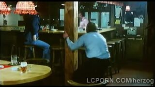 Hot blondie in bikini sucks a mature perv in a bar