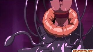 Caught busty anime ghetto hard drilled by monster tentacles