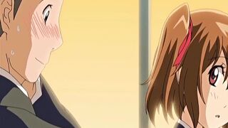 Busty anime coed first time kissing and sex