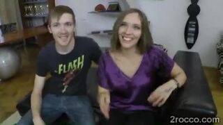 Perv helps a guy to fuck a naughty brunette hottie