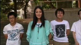 Tall Japanese girl fucks small men