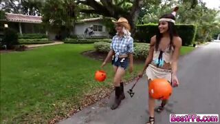 Horny and wet Sexy teens gets fucked hard on halloween