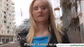 Hottie blonde woman gets a very nice offer of cash for sex