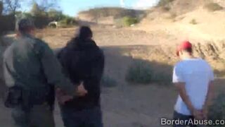 Latina teen fucked by hot blonde officer and her hung mate