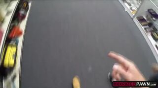 Sexy brunette babe gets a fuck deal in the pawnshop for money