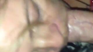 Mature blonde sucking on a really big hard cock slowly
