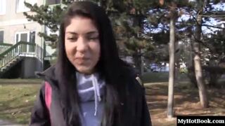 Mila B is a wannabe porn star with a shaved pussy and long