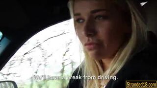 Blonde teen Nikky Dream hitchhikes and banged by stranger