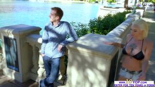 Horny Harlow Harrison lurks in the street to catch some big cocks