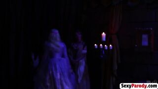 Fairy Godmothers blow the kings in Sleeping Beauty parody