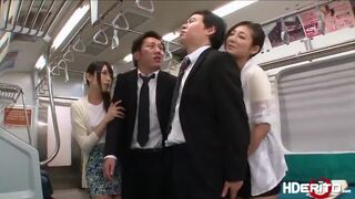 Horny japanese babes Chika and Minori gets fucked hard on a train