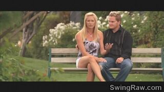 Bisexual blonde beauties fuck in XXX swingers reality show