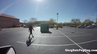 BBW swallows cum in public gloryhole