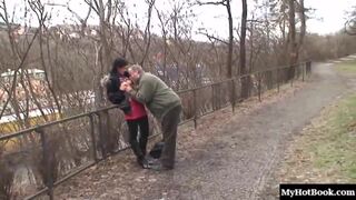 Mary Rouge waits in a public park to find a horny male to