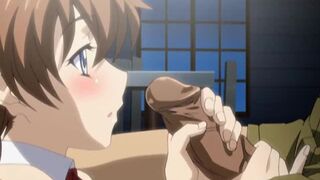 Bondage hentai tittyfucking and facial cumming