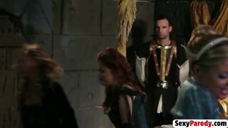 Jealous stepsisters seduce royal messenger wit their pussies