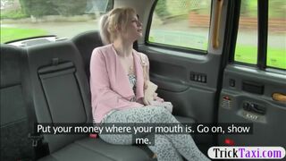 Nasty blonde passenger gets ripped in the backseat for free